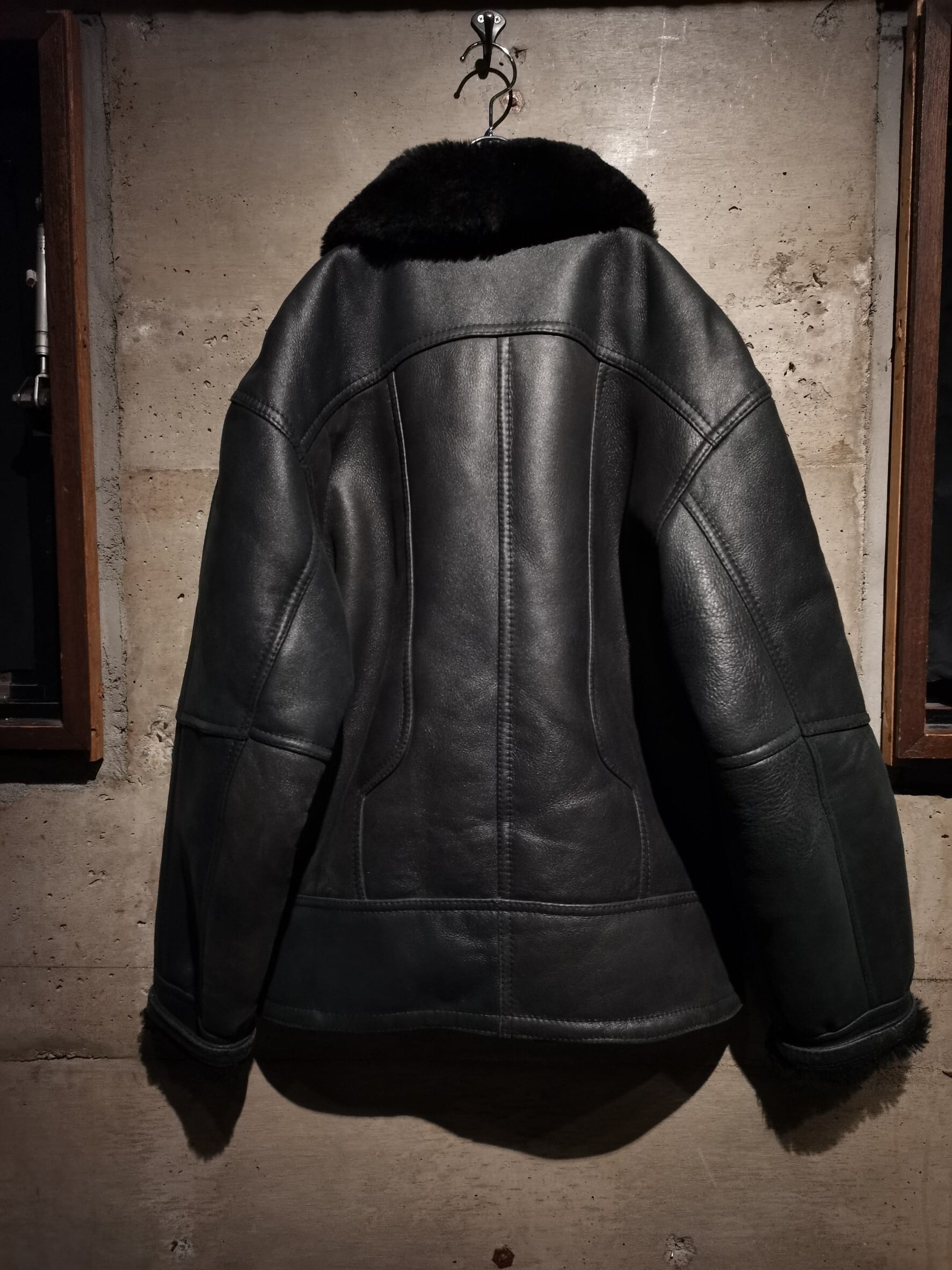 Caka】Special Vintage Loose Mouton Double Riders Jacket | Caka