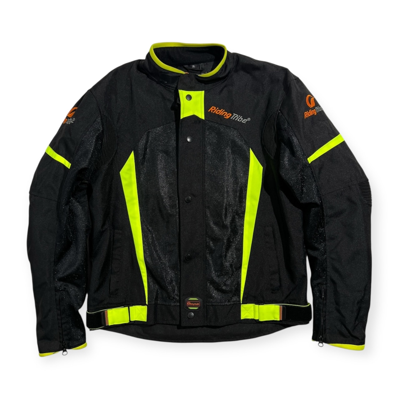 Riding Tribe ライディングトライブ メッシュ モーターサイクル ジャケット XL /ブラック×蛍光イエロー プロテクター バイクウェア