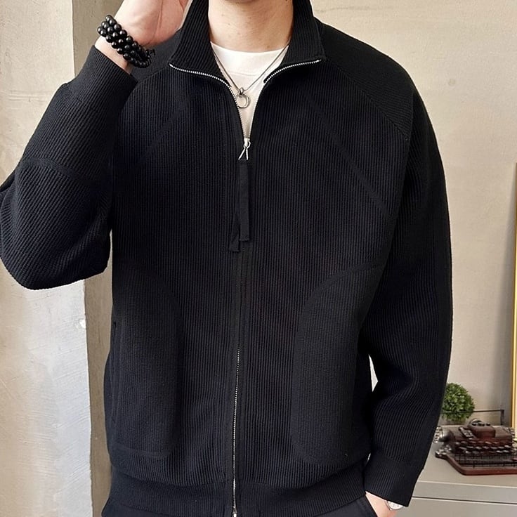 フルジップ クロップド丈 ニット ジャケット 2color OJ0598 | R-Base