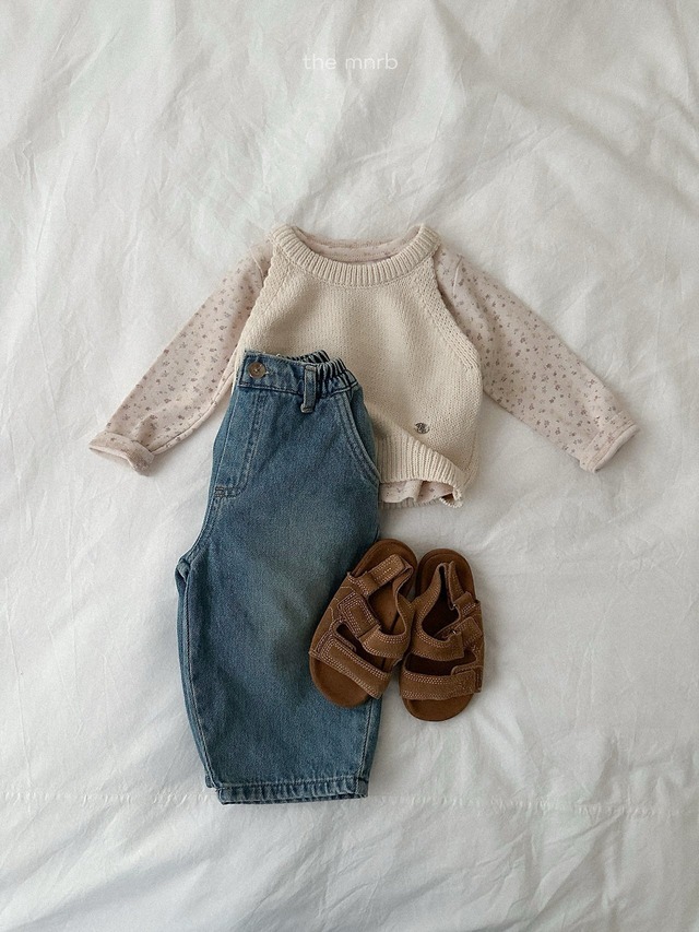 《予約》送料無料【minirobe】Cotton Eyelet Long Sleeve Tee