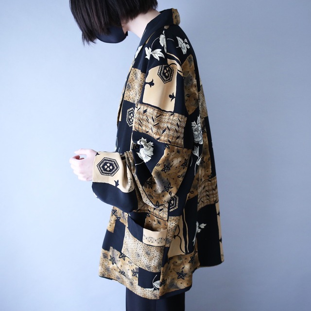 modern coloring art flower pattern loose silhouette easy tailored jacket