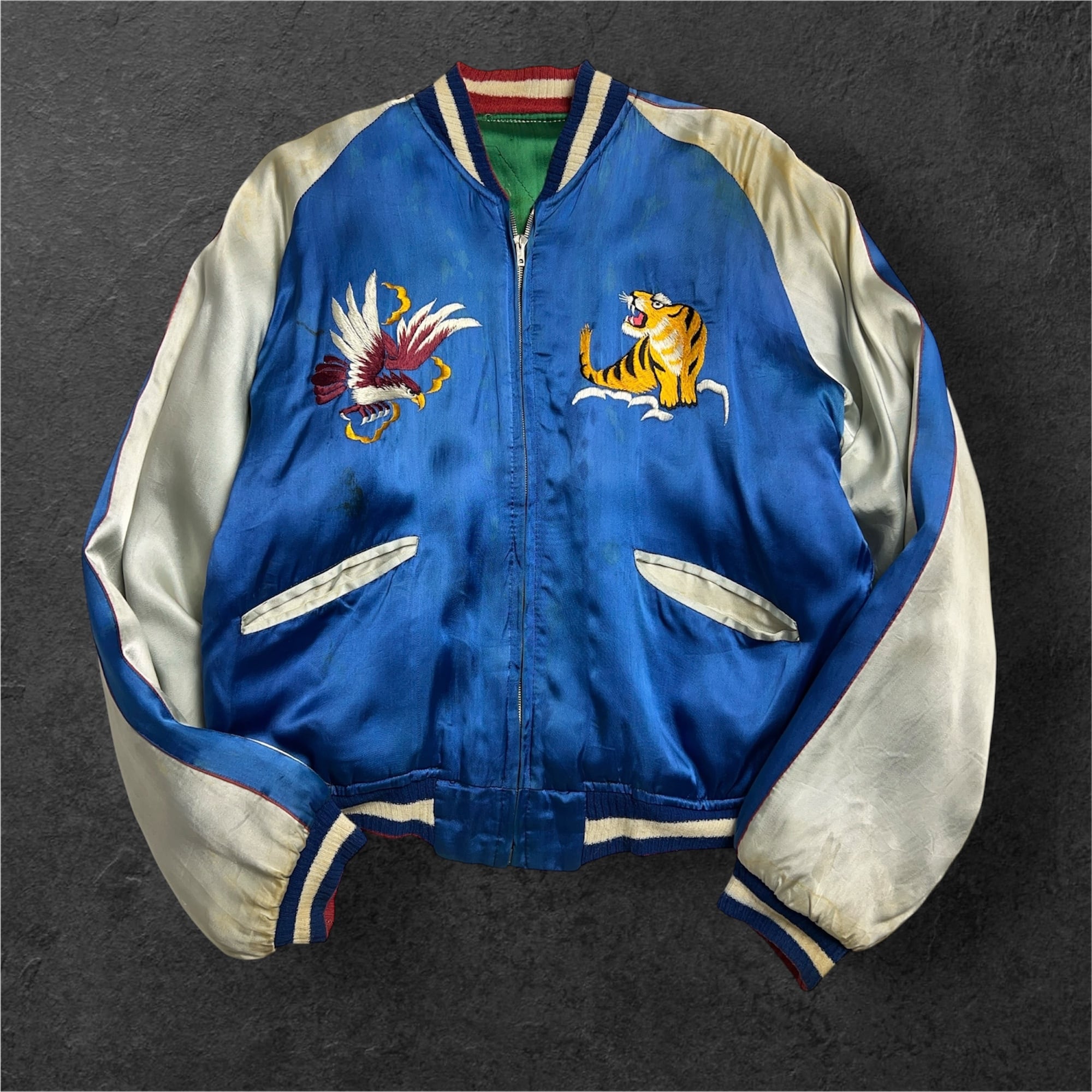 1950's SUKAJAN Souvenir Jacket Big Size 50年代 スカジャン 虎 鷲 鷹