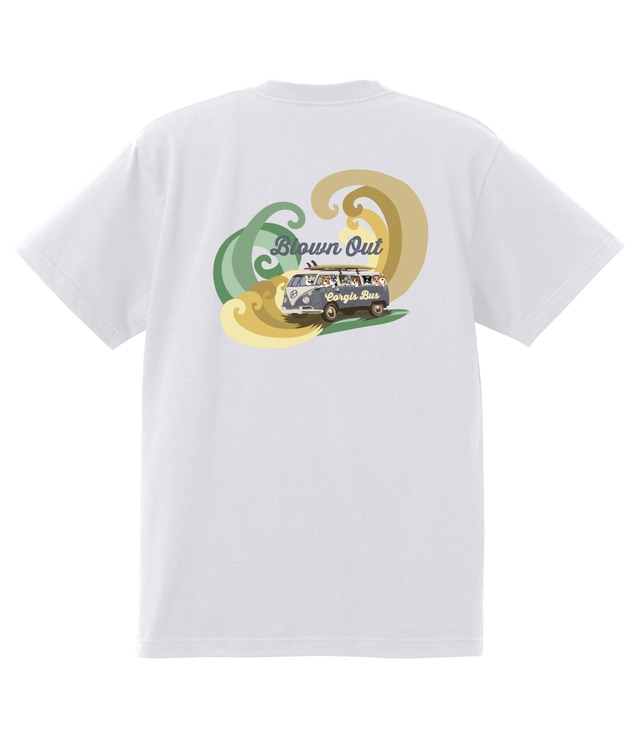 デザインNO.6    ハイビスカスとコーギーTシャツ　バージョン２