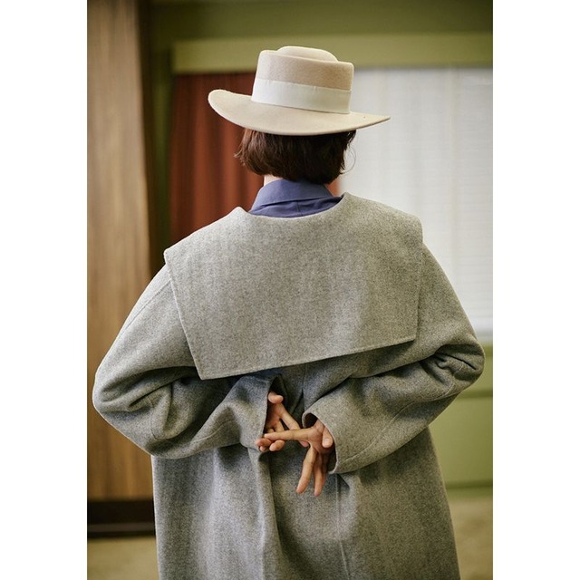 Big collar wool coat　a00390
