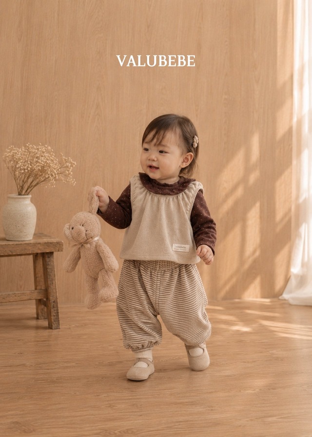 送料無料【予約】/ autumnエンボパンツ（ボーダー） /valubebe