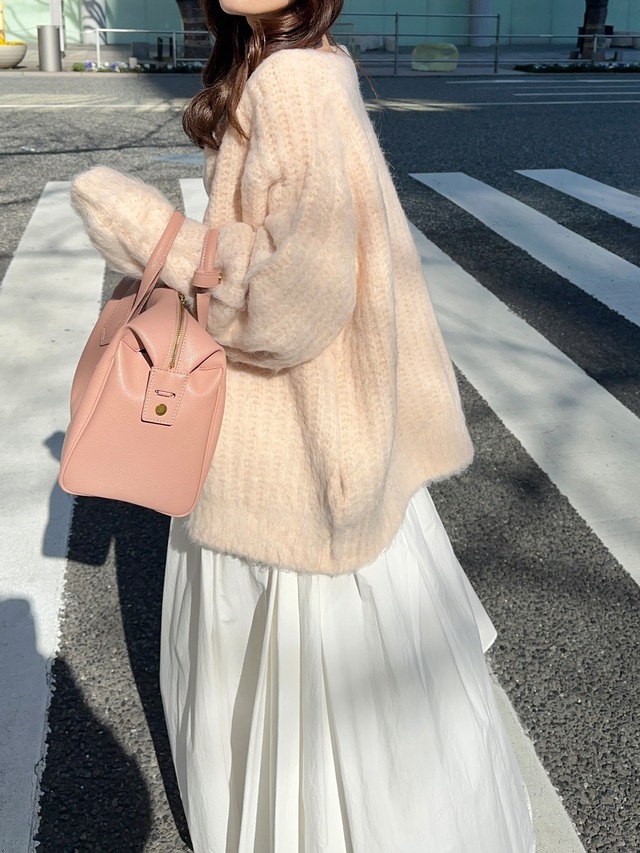 shaggy cardigan outer（ coral oatmeal ）
