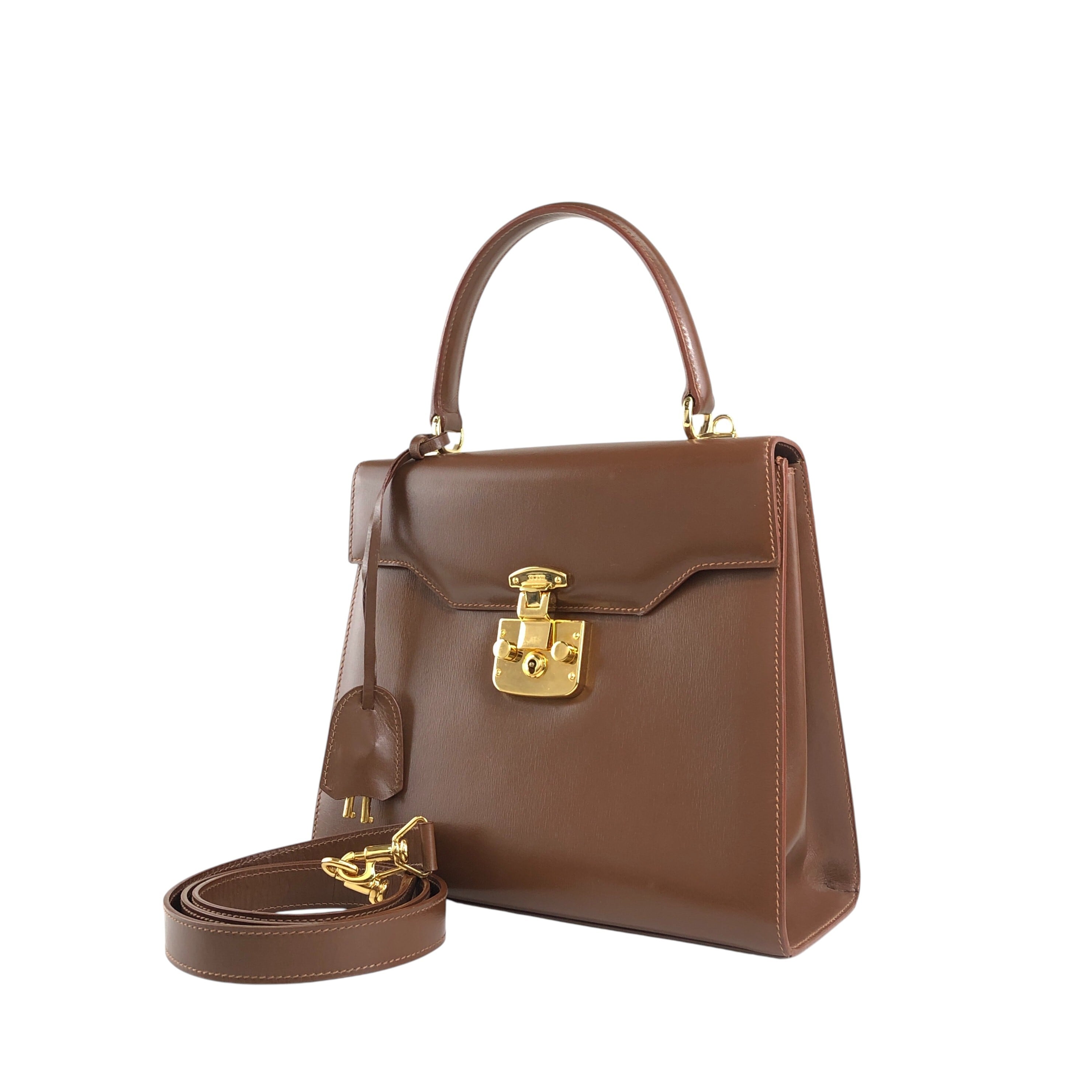 GUCCI グッチ ショルダーバッグ ブラウン レディロック レザー 2WAY