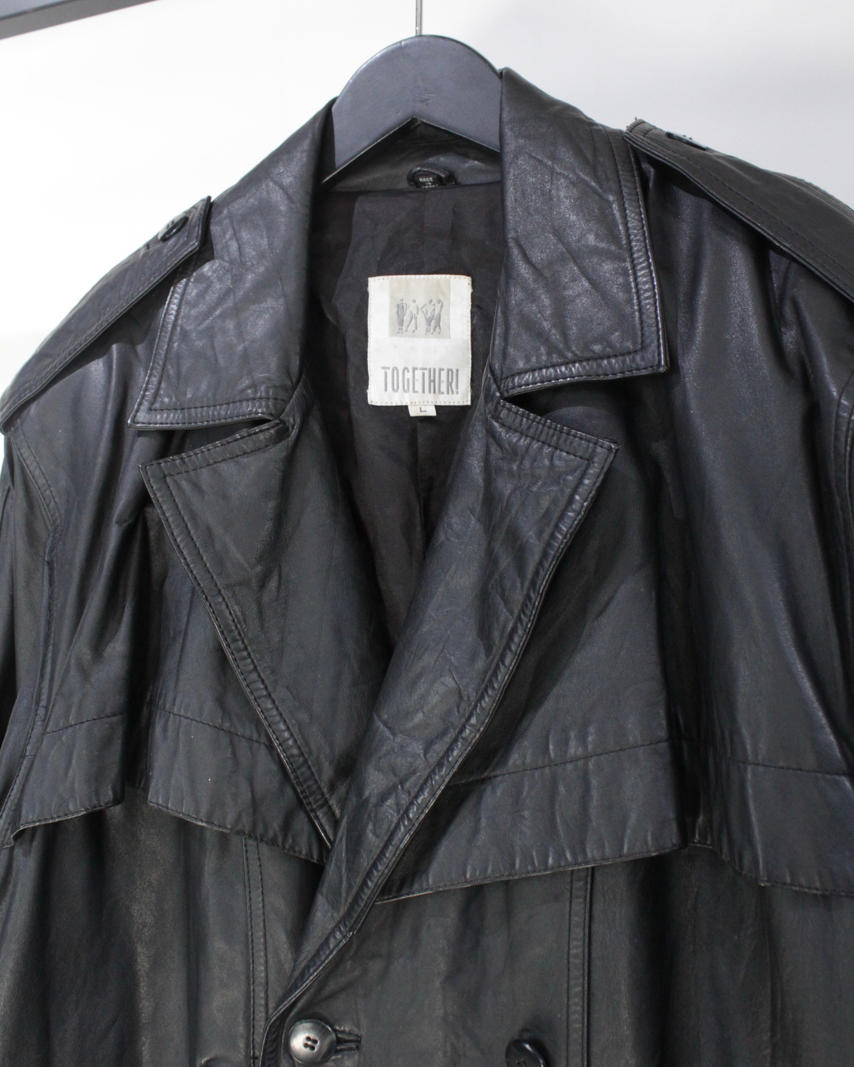 Caka BLACK】Vintage Loose Leather Trench Coat | Caka(カカ）下北沢