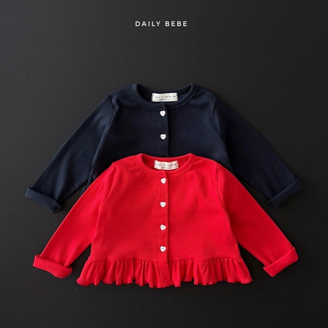【2点送料無料】«予約»«ジュニアサイズあり»«daily bebe» ハートカーディガン 2colors