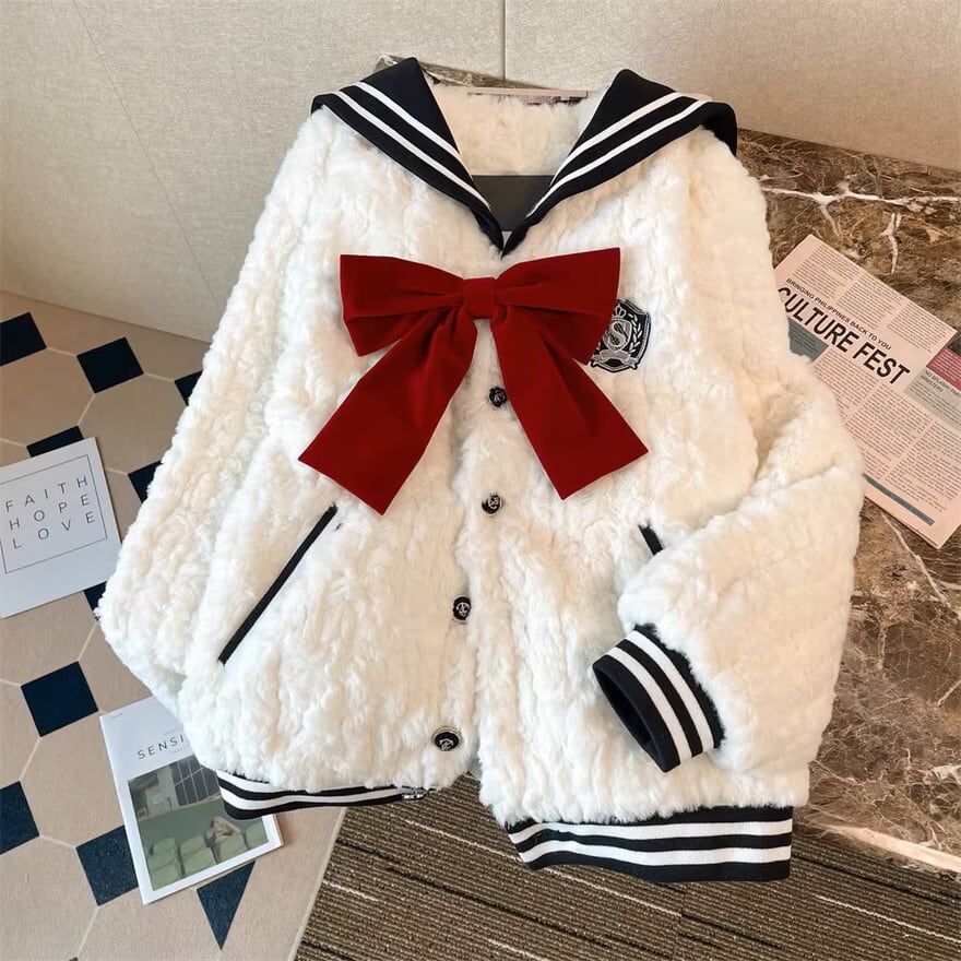 セミロリ ソフトロリータ もこもこ ふわふわ セーラー風 ジャケット