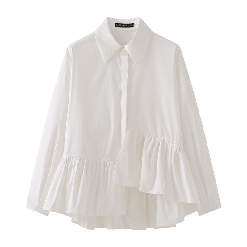irregular hem frill blouse 101391