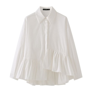 irregular hem frill blouse 101391