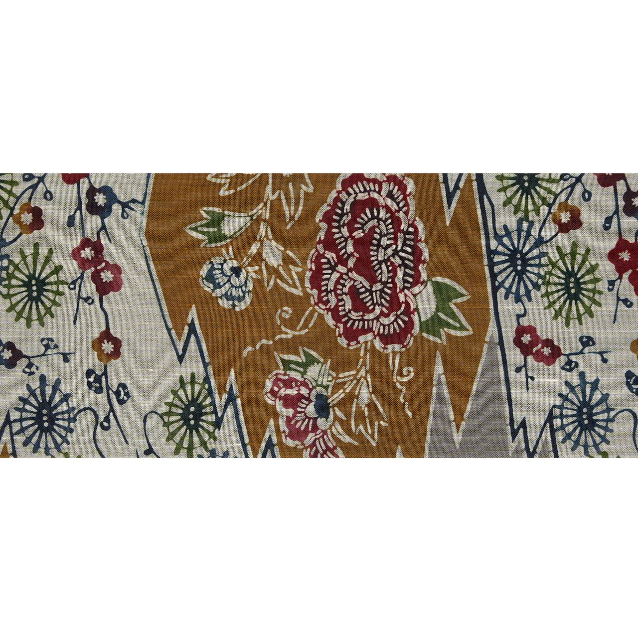 栗山吉三郎 稲妻取にお花の模様 京紅型名古屋帯【中古】 | かわの屋