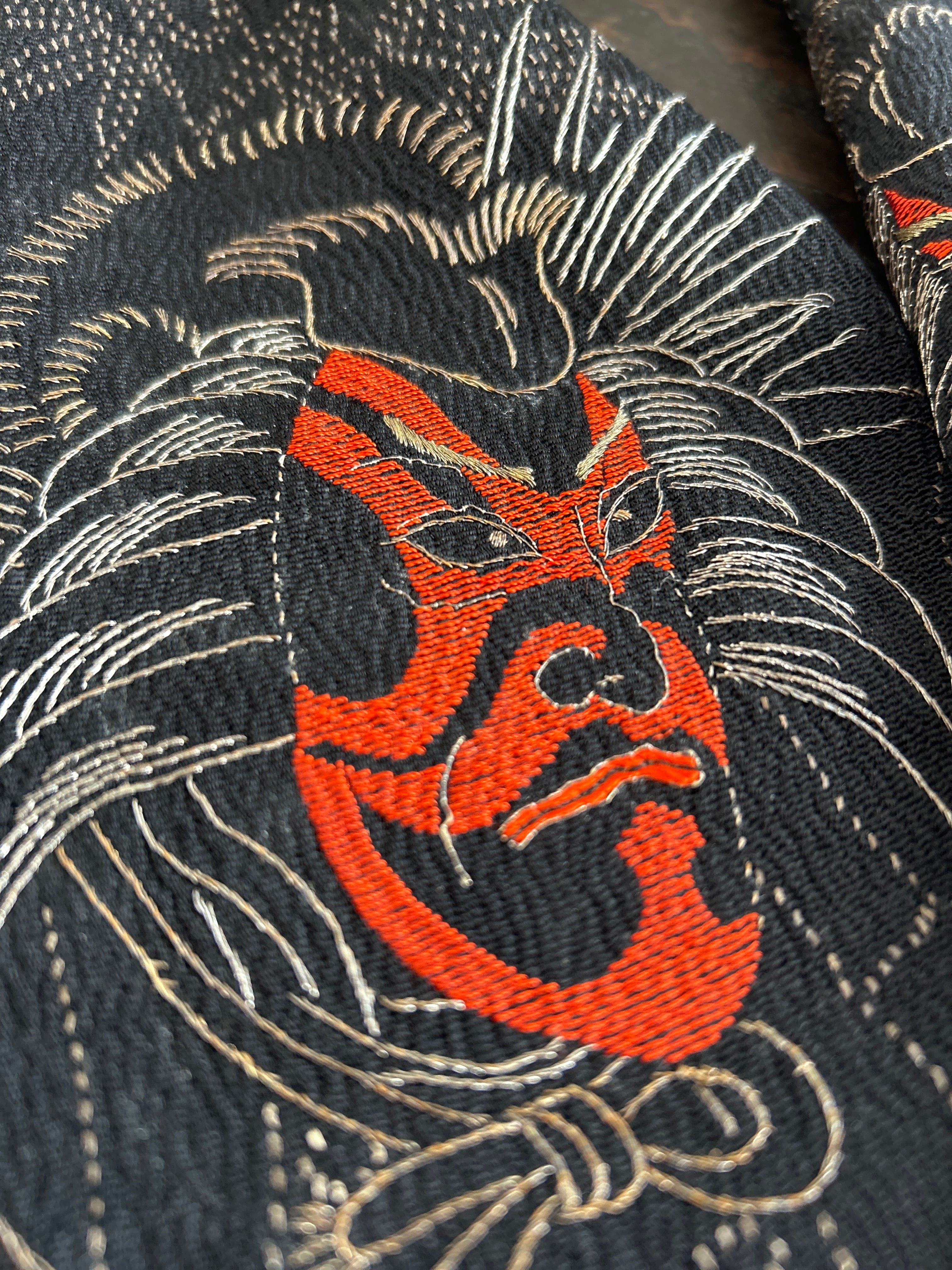 アンティーク刺繍半襟　暫