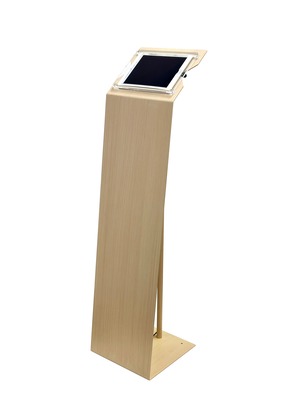 ★廃番★【受注生産】iPad床置きフロアスタンド・木目【 T11 】● 9.7インチ iPad用 | 受付案内システムのiPad盗難防止受付台に対応