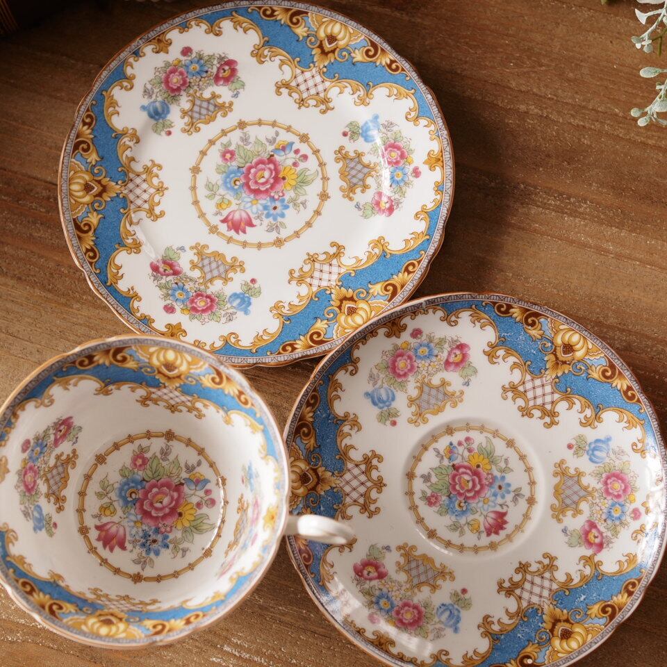 美品】英国シェリーShelleyシェラトン トリオ カップ＆ソーサー F6