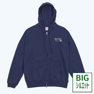 ビッグシルエット ダブルジップフーディ"DMS"【ネイビー】