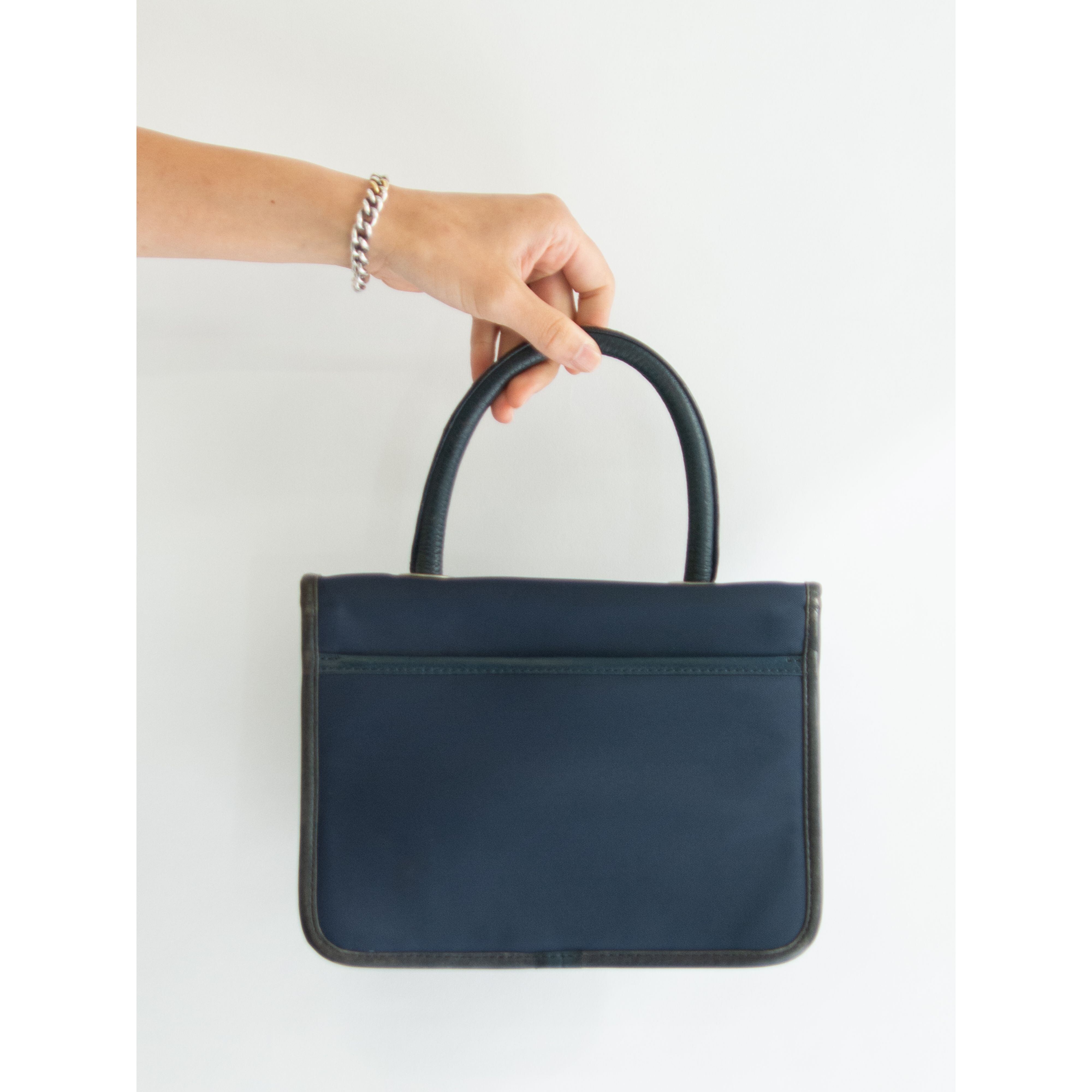 【agnes b.】90's Nylon-Leather Handbag（アニエスべー ナイロンレザーハンドバッグ）