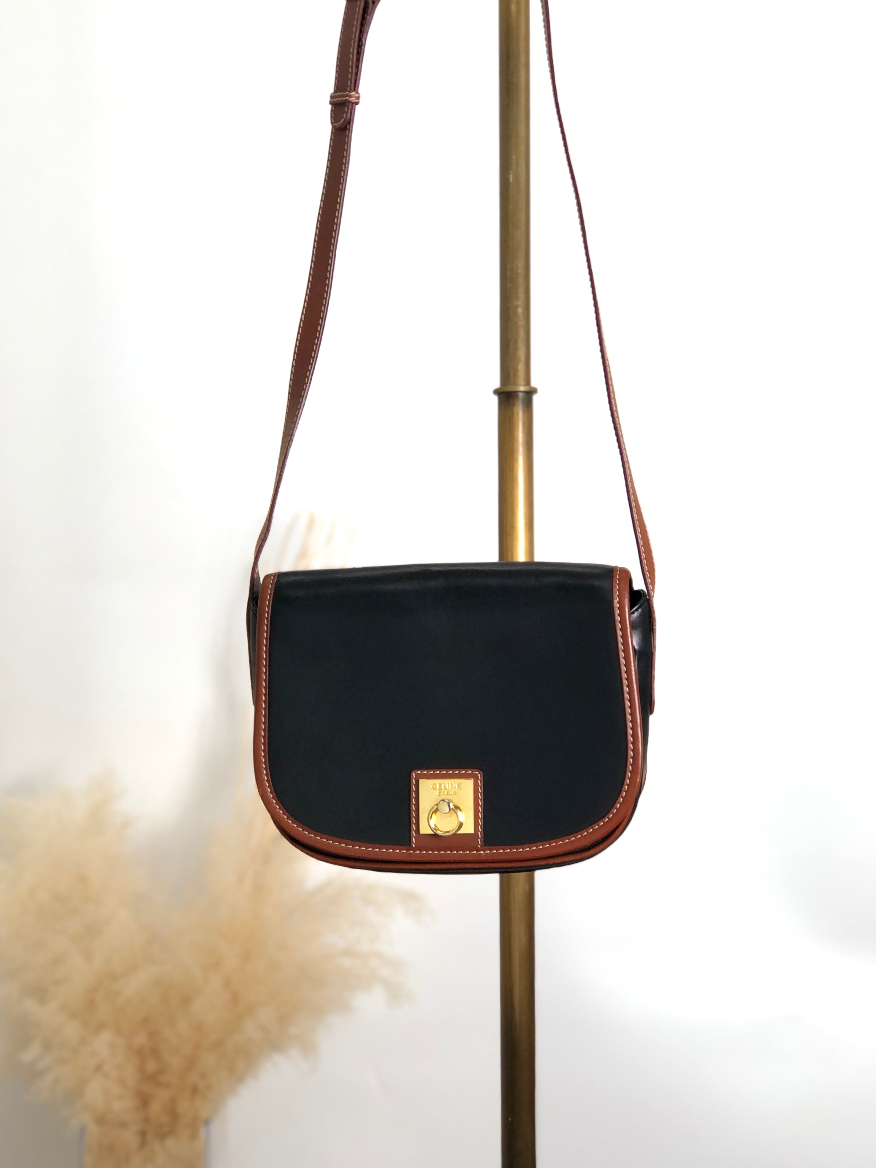 CELINE セリーヌ ショルダーバッグ ブラック ブラウン ガンチーニ  