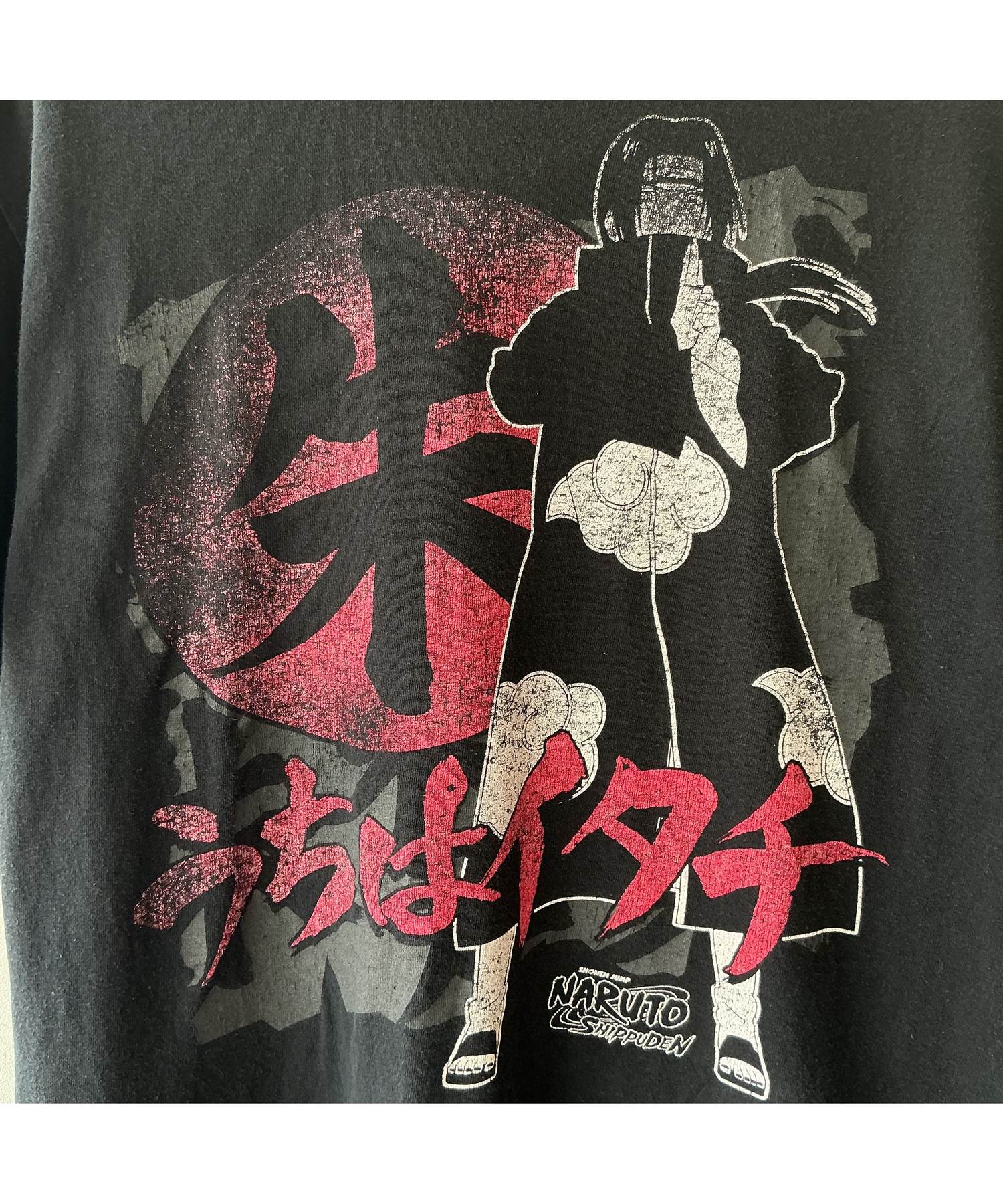 NARUTO アニメTシャツ ブラック ナルト うちはイタチ メンズLサイズ gr