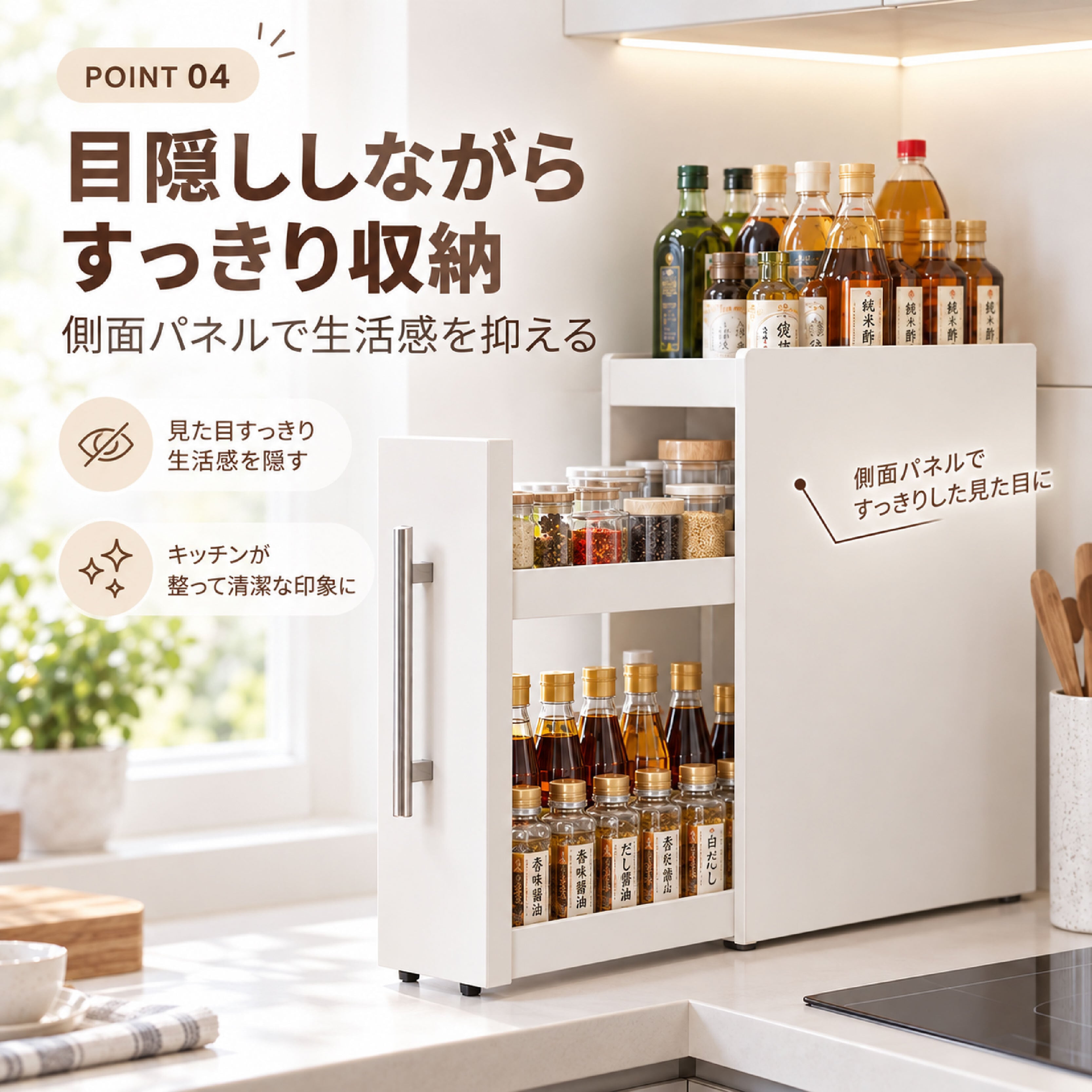 HY 1251 .調味料ラック 引き出し式 3段 スパイスラック キッチン収納