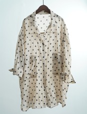 ラミー100％ 水玉プリント ロングシャツ
