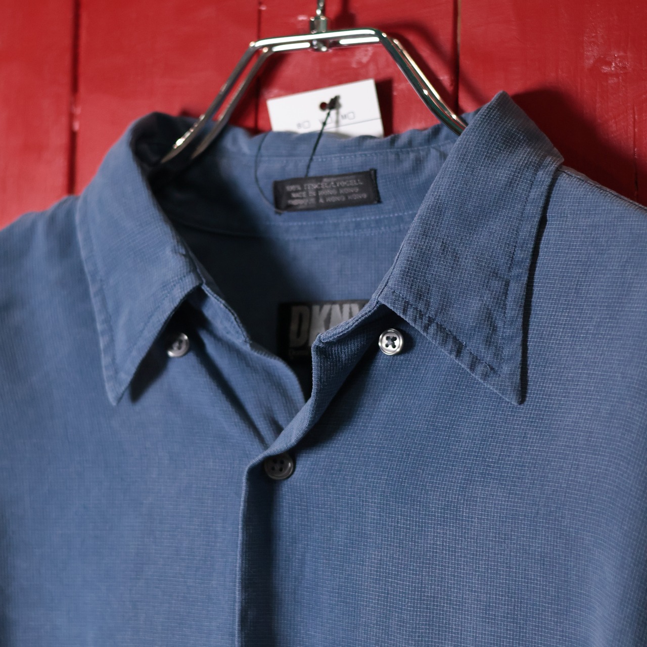 DNKY 長袖シャツ　テンセル100% ネイビー　M ダナキャランニューヨーク