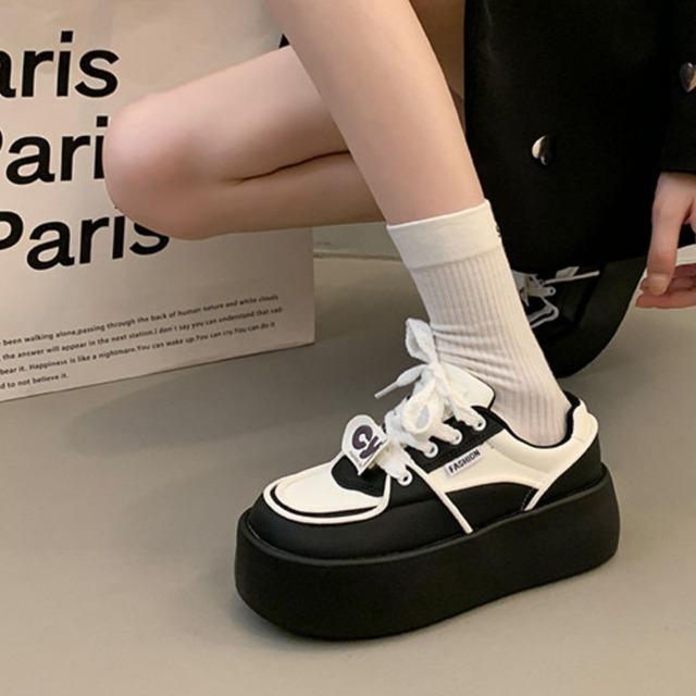 レトロラインプラットフォームスニーカー 2col   R01551