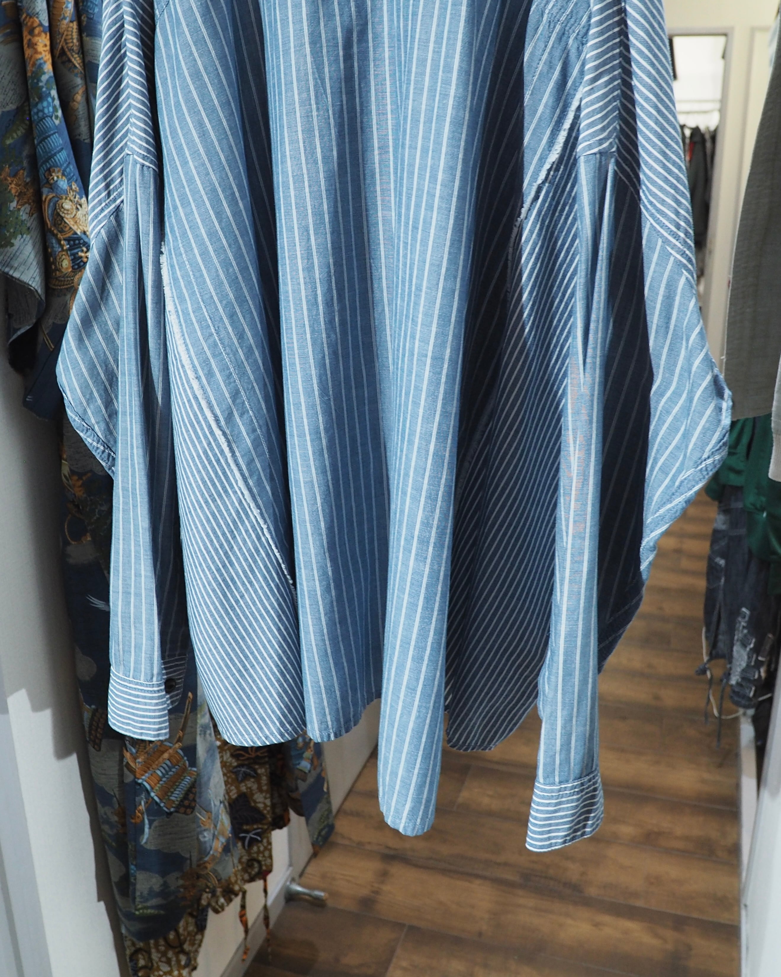 ” Advantage cycle × JIEDA - 再構築 ” Over silhouette Stripe switching shirt