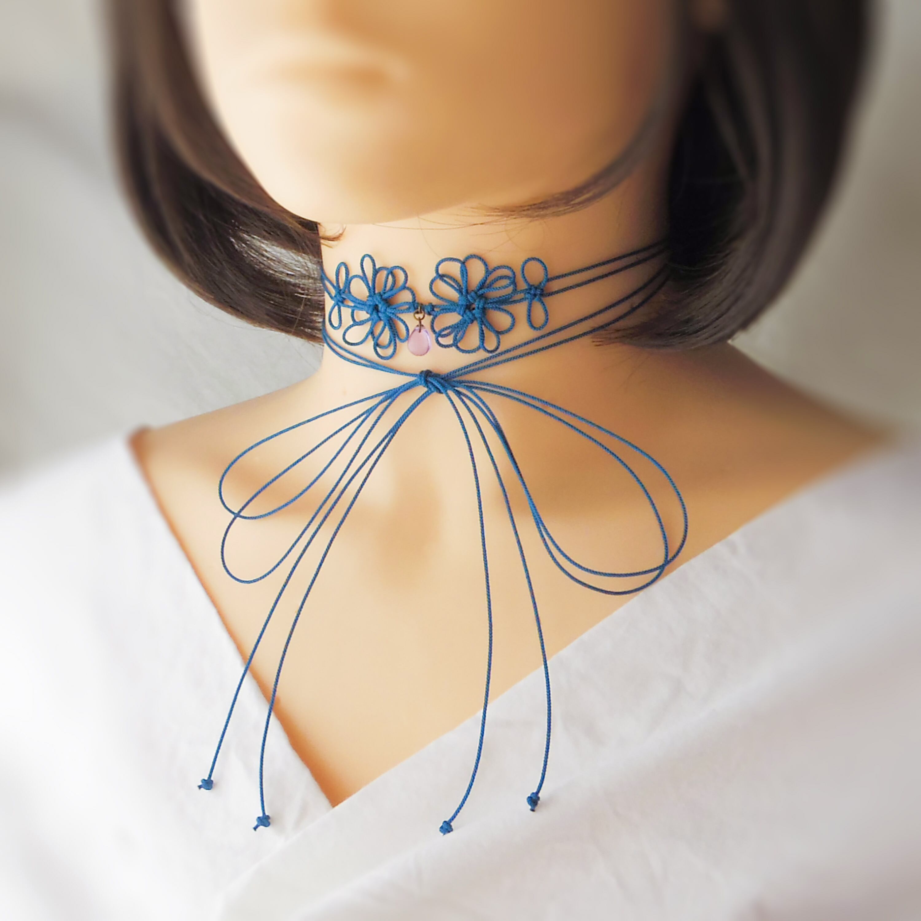 飾り結びチョーカー「冴エ、眩ユ」【軽量】浴衣・着物・フォーマル華やぐ二重巻。