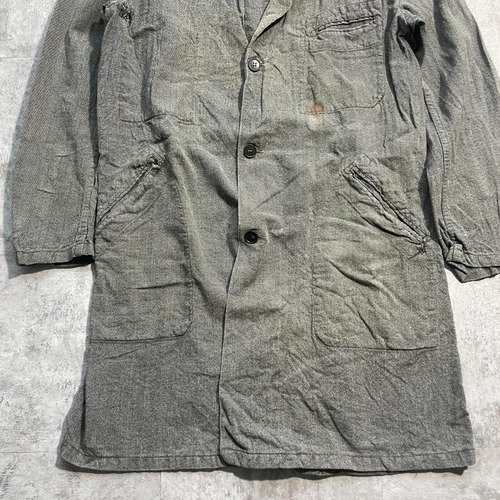 50s Au MOLINEL ごま塩 ブラックシャンブレー アトリエコート 詳細写真8