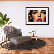 Pop Desire｜赤い唇と青い瞳が印象的なポップアートポスター｜大胆でスタイリッシュな女性像が空間をモードに彩るインテリアA2ポスター