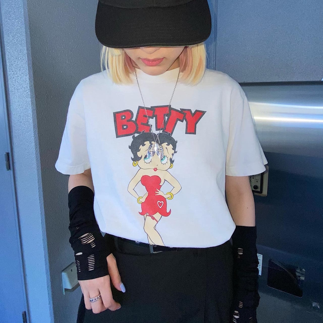 90sヴィンテージUSA製BETTY BOOPプリントTシャツ　サイズXL白