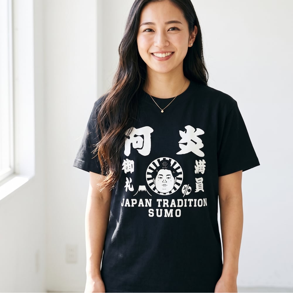 阿炎】 半袖Tシャツ 大相撲 力士イラスト 黒/白/ネイビー 日本相撲協会