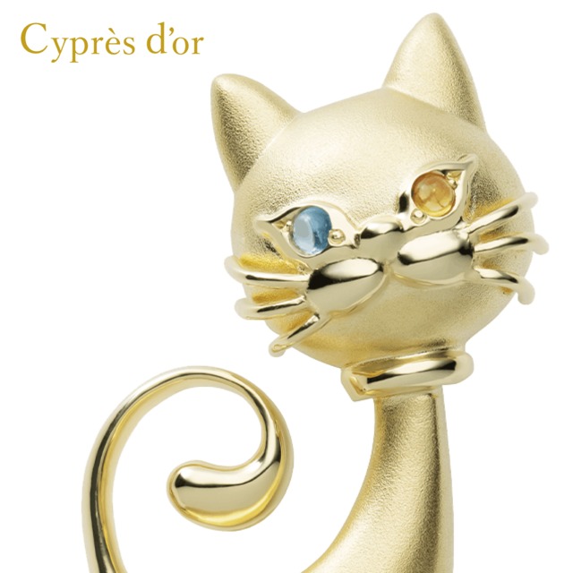 ※オーダー品【MONA LISA CAT】シルバー 金メッキ キャットジュエリー 猫ジュエリー モナリザキャット オッドアイ シルバーペンダント ネックレス silver ブルートパーズ シトリン 宝石 普段使い お洒落