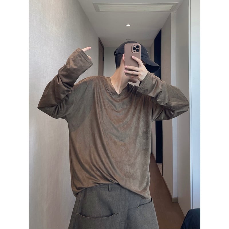 dannyandzeeストレッチドレープ感Vネック長袖Tシャツ