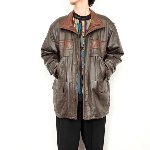 EU VINTAGE VIA NUOVA PELLE DESIGN NAPPA LEATHER JACKET/ヨーロッパ古着デザインナッパレザージャケット