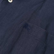 麻100% Burberrys' バーバリー オープンカラー 開襟 半袖 リネン シャツ サイズ L /ネイビー/C-TK83/ビンテージ