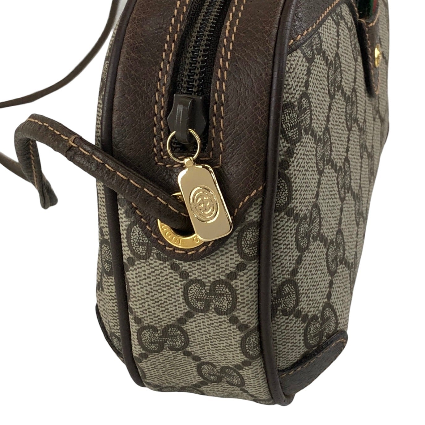 GUCCI グッチ シェリーライン ショルダーバッグ ブラウン PVC レザー