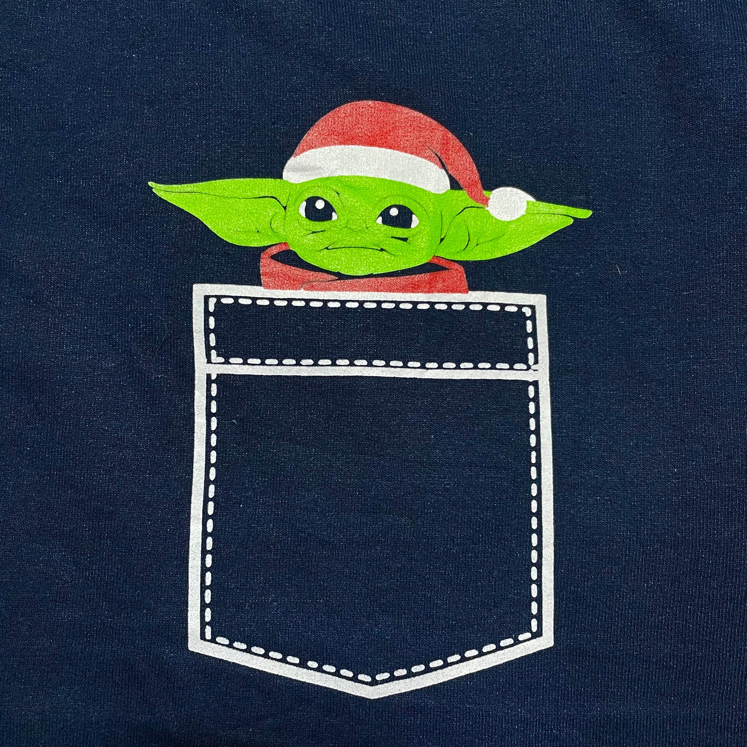 BABY YODA 古着スウェット トレーナー ベビーヨーダ マンダロリアン スターウォーズ 紺色 L ユーズド クリスマス ライナス