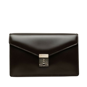 サルヴァトーレフェラガモ ダイヤルロック セカンドバッグ EP-24 1001 ダークブラウン レザー メンズ Salvatore Ferragamo 【中古】