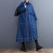 配色ステッチ デニム フレア コート 00421