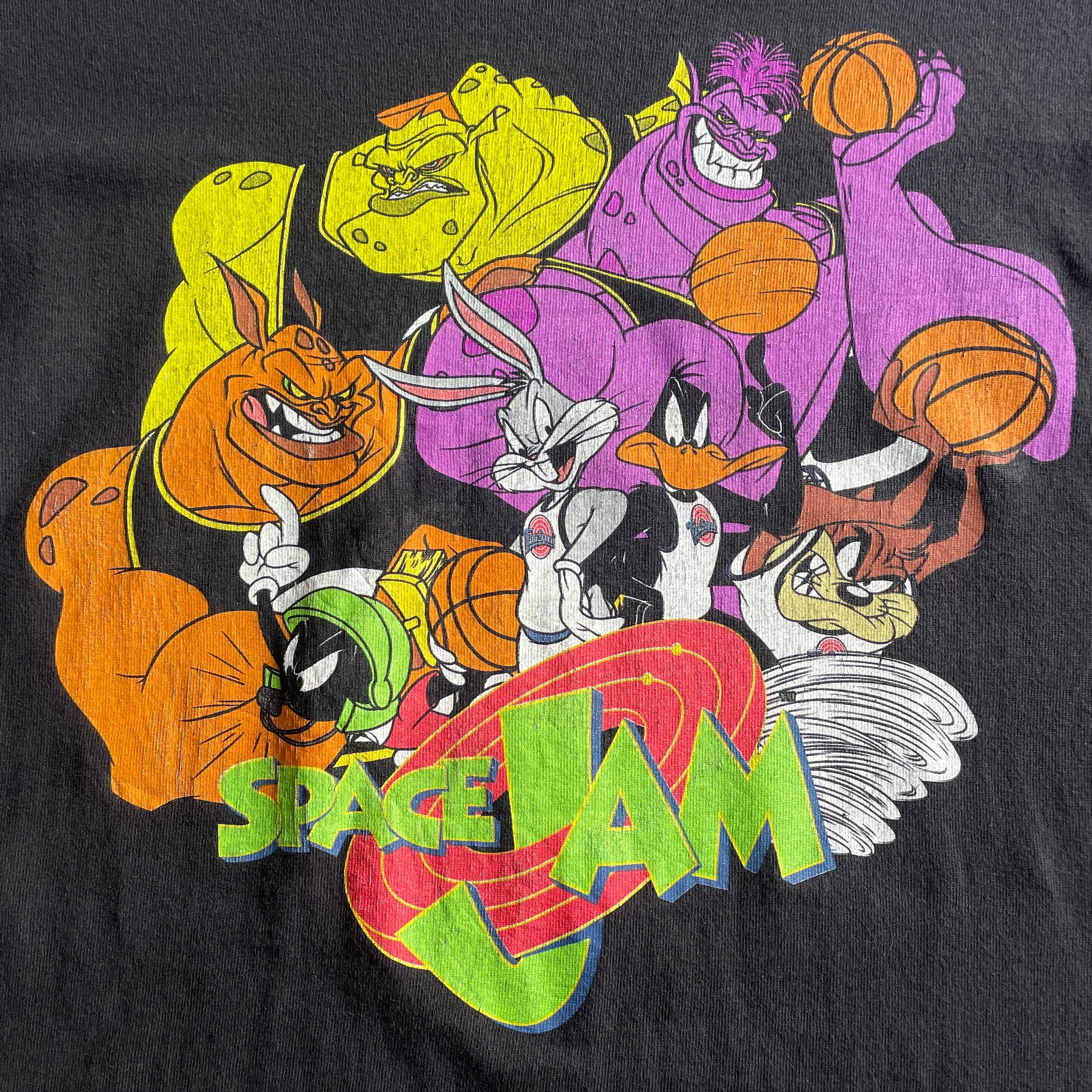 SPACE JAM スペースジャム ルーニー・テューンズ キャラクター ムービープリントTシャツ メンズM 古着 Tune Squad WARNER  BROS. ワーナーブラザーズ 映画 ブラック 黒【Tシャツ】【FSS2308-50b】 | cave 古着屋【公式】古着通販サイト