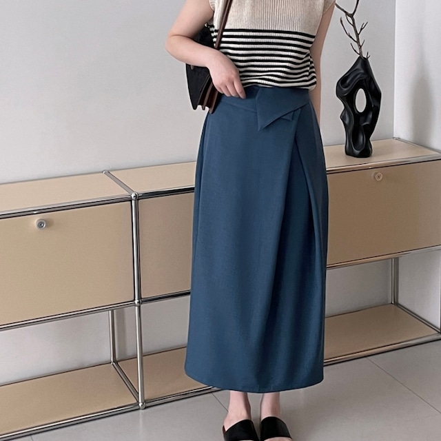 high waist asymmetric pleats skirt