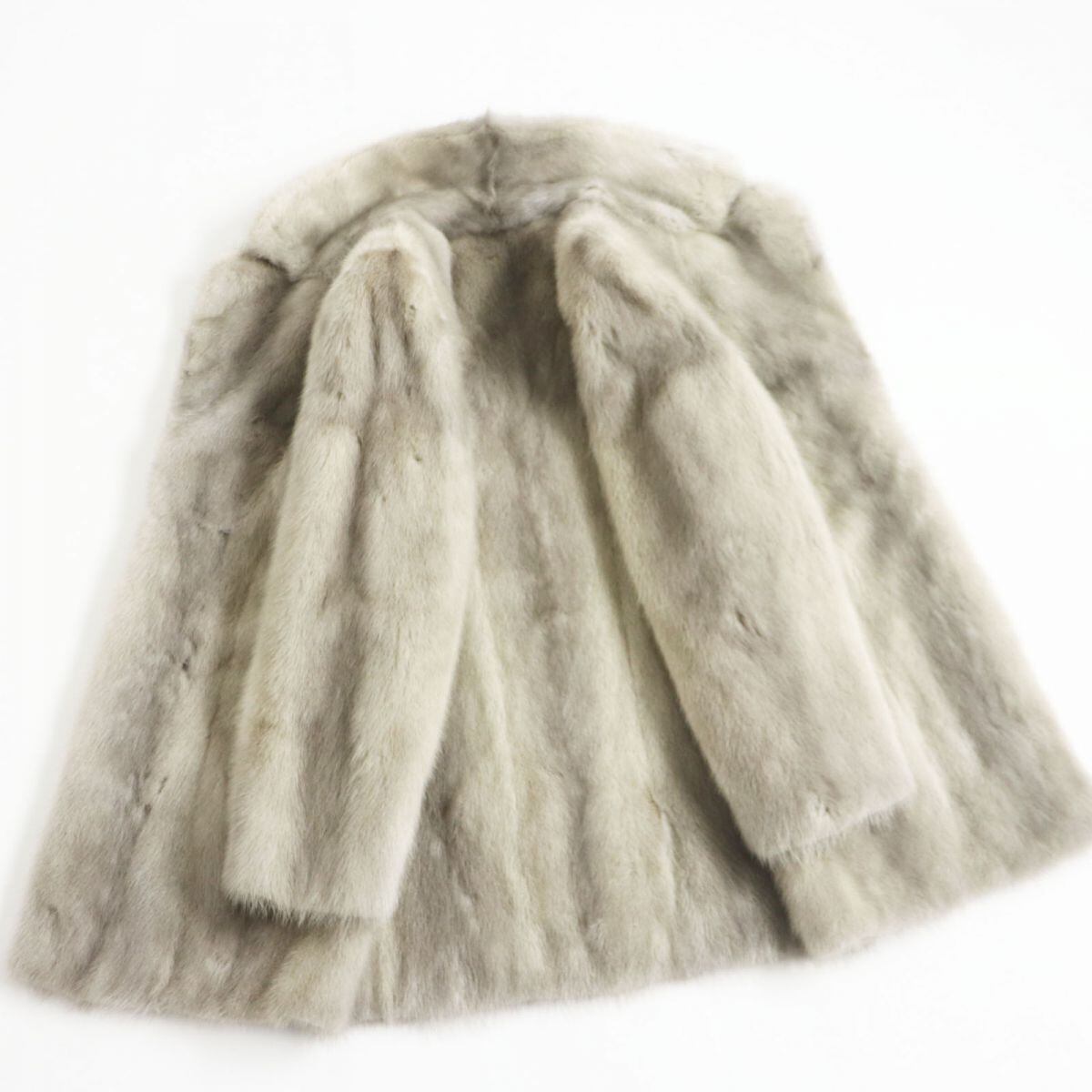 本物 サファイアミンク コート ハーフ デザインボタン 1円 本物 毛皮