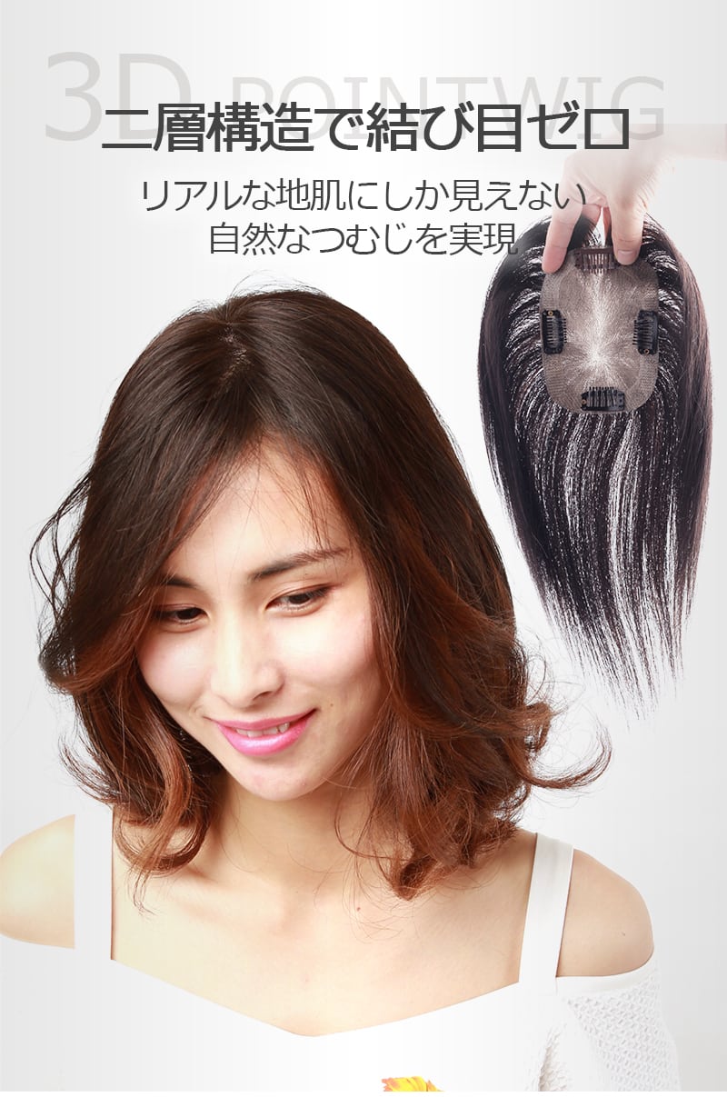 私元気！柔らかフィット通気性部分ウィッグ◎8×12cm髪の長さ20cm | fuwari