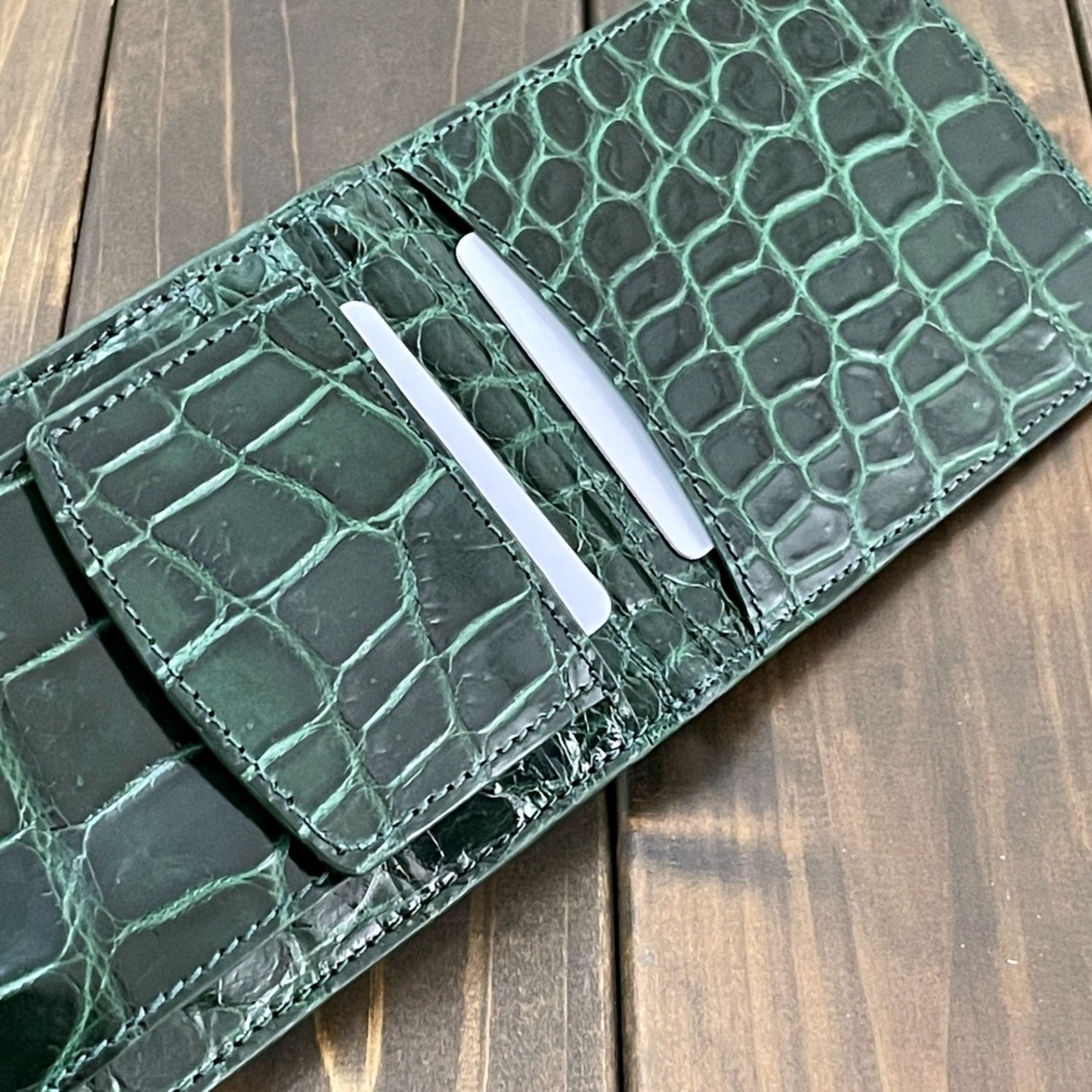 クロコダイル 無双 マネークリップ ダークグリーン