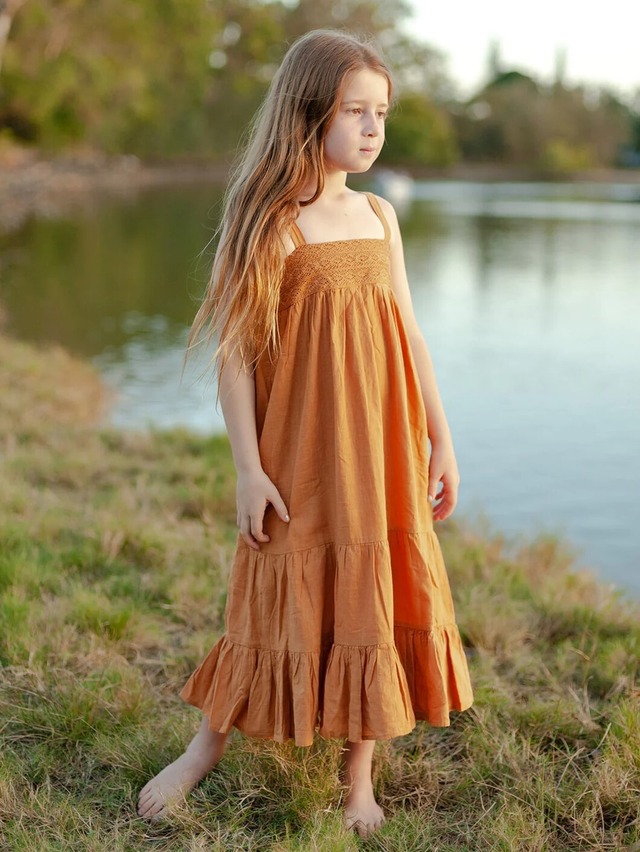 ALAKAI / Little Maya Tiered Maxi Dress _ Rust（4y,5y,6-7y,8-9y）