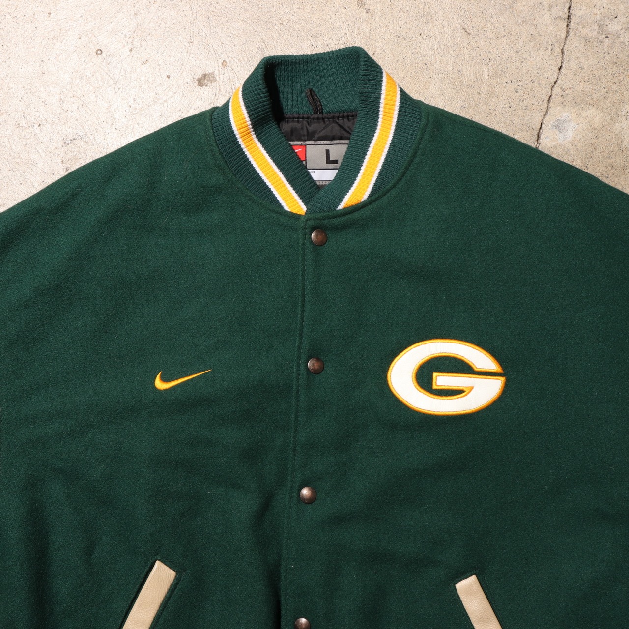極美品 L NIKE Packers レザー スタジャン ナイキ パッカーズ 緑 90s