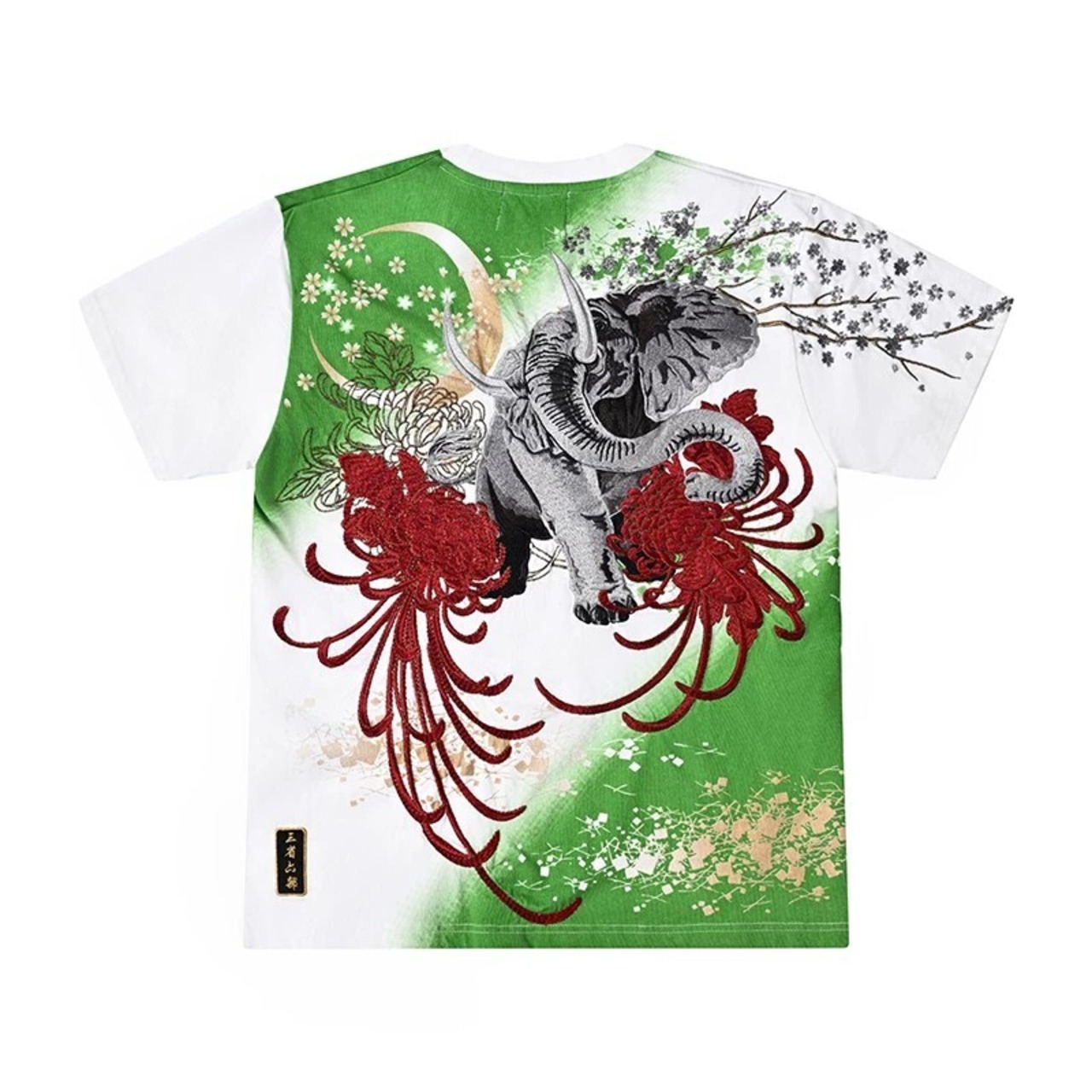 Elephant Embroidered T-Shirt 2color【G1031】